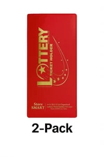 Lottery Lotto Ticket Holder 4x9 Dual Pocket Sleeve Red – Made in USA - 2 Pack