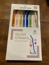 Crofton Glass Straws Reusable Drinking Straws with Cleaning Brush