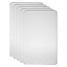 5pcs Metal Business Card 3x2x0.02" Brushed Laser Engrave Adhesive Silver