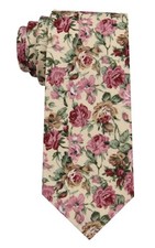 Mens Floral Pattern Ties - Cotton Print Necktie - Wedding Groomsmen Slim