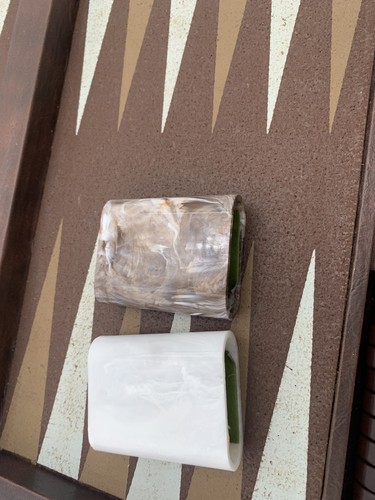 Vintage CRISLOID Backgammon Set Brown  & Ivory Swirl Pieces Complete - Picture 8 of 14