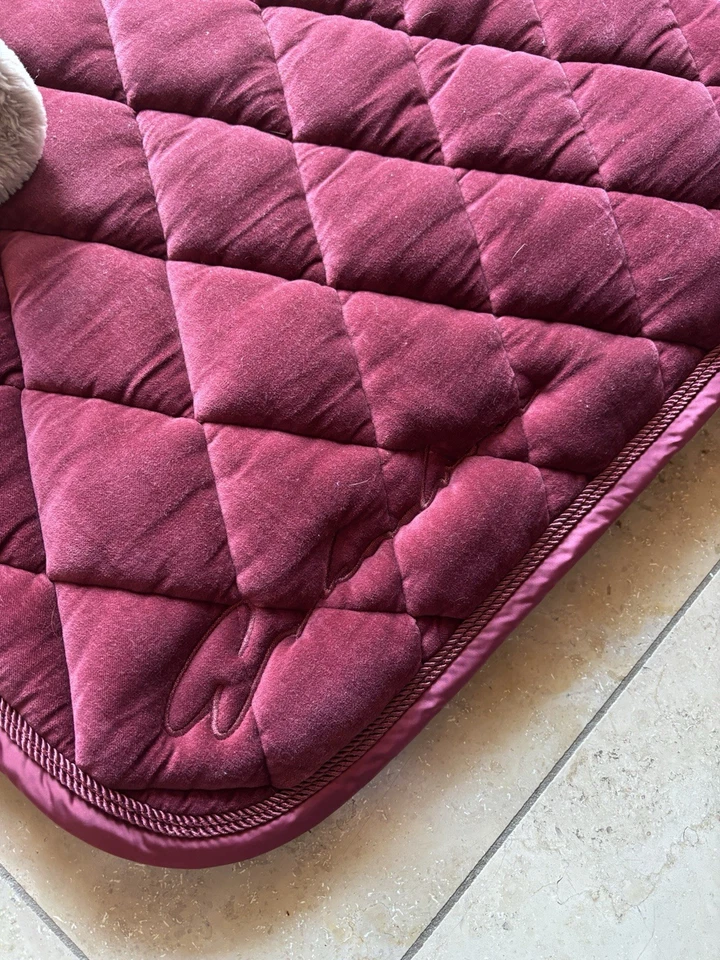 Eskadron Red Velvet Schabracke DL Dressur Gamaschen M Samt Dunkelrot - Bild 2 von 4