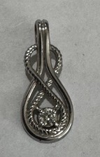 14k White Gold Infinity Rope Pendant w/ Diamond 1.8” Long 1.3 Grams 3588.86 per troy oz