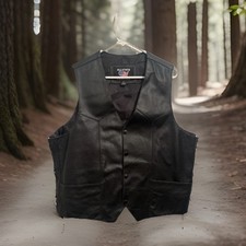 ALL STATE Genuine Black Leather Biker Black L...