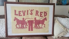 LARGE RED Levi Strauss & Co.   Framed 43x32 Store Advertising Sign