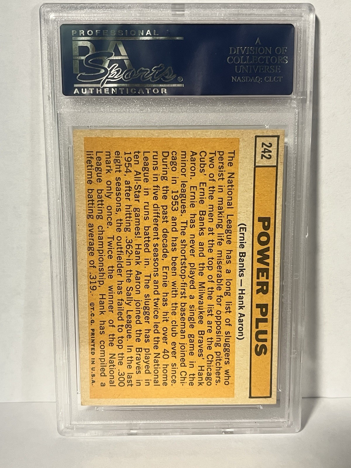 Topps 1963 Topps Power Plus #242 Ernie Banks Hank Aaron PSA 7 Graded view 2