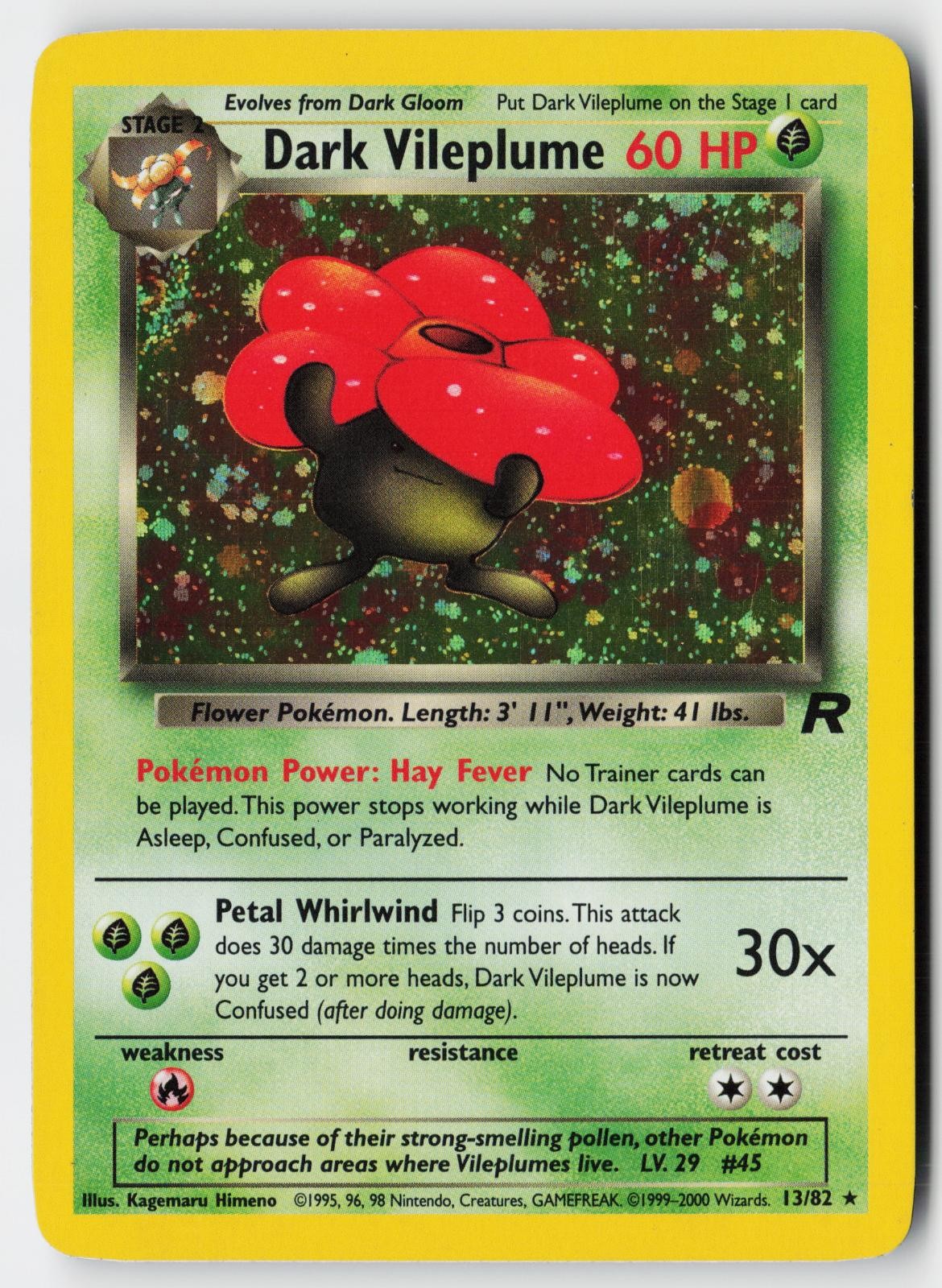 Pokemon Dark Vileplume - 13/82 - Rare Team Rocket Unlimited Holo MP