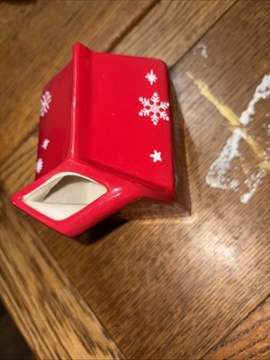 Holiday Time Milk For Santa Red Carton Snow Flake Earthenware Ceramic  NWT