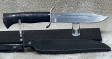 Russian Knife Baranov T002 EI-107-TC steel 62-64 HRC Stacked Leather Handle