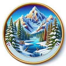 Snow Mountain Patch Iron-on Applique Clothing, Wild Animal, Nature Badge, Forest