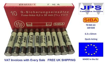 SIBA Fuse Quick Acting 16A 70 065 63 F16A 500V typ 189020 JPSF030 QTY x1/5/10