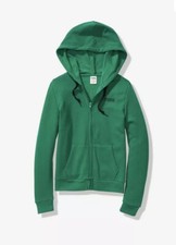 NEW Victoria's Secret PINK Everyday Lounge Perfect Full Zip Hoodie Green XS