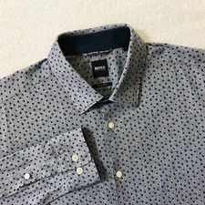 Hugo Boss Men's Size Large Geometric Button Front Long Sleeve Shirt