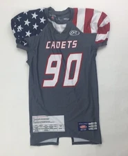 Rawlings Cadets Freedom USA Football Jersey Youth Large Grey #90 Flag