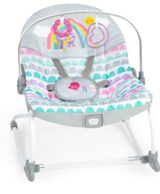 Bright Starts Rosy Rainbow Säugling bis Kleinkind Wippe mit Vibrationen, Babysitz 