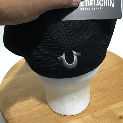 New Cabby Cap True Religion Newsboy Flat Hat knit Black w/back Logo Medium/Large - Picture 4 of 8