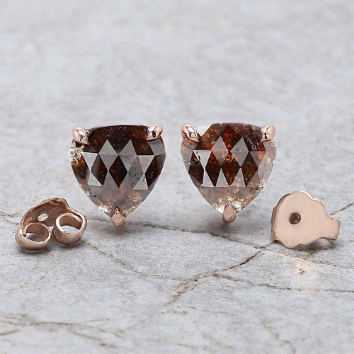 Heart Brown Color Diamond Earring 14K Rose White Yellow Gold Earring KDL6880 - Picture 6 of 9
