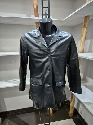 Yes London Genuine Leather Jacket Used Women Black Size 46 XYR618L 