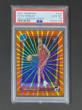 2021 DONRUSS EVAN MOBLEY RATED ROOKIE HOLO ORANGE LASER SP CAVS #225 RC - PSA 10