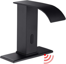 Automatic Sensor Matte Black Touchless Bathroom Sink Faucet with Hole Cover Plat