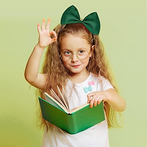 2 Packs Jumbo Cheerleading Bow 8 Inch Cheer Hair Bows Large Cheerleading Green - Bild 6 von 6