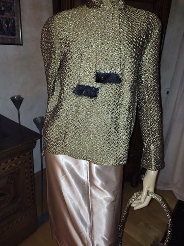 Camicia da sera originale anni '50 - oro - taglia 38? - Foto 5 di 5