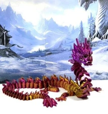 27" 3D Printed Dragon, Articulated Tri Color Imperial Dragon, Fidget Dragon Toy
