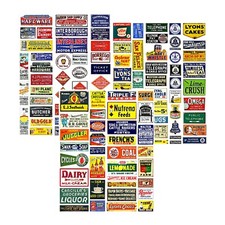 110 Model Railroad Signs, 3 STICKER SHEETS, Multi-Scale Advertising Signs