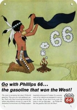 1966 PHILLIPS 66 GAS & OIL & Smoke Signal DECORATIVE REPLICA METAL SIGN