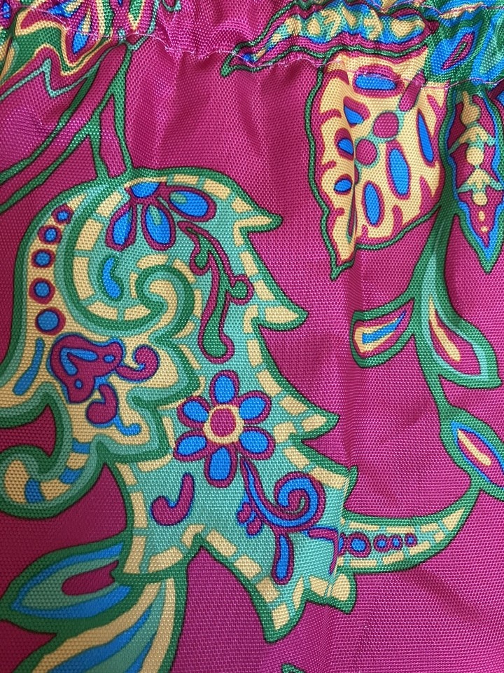 Drawstring Pouch Bag, 12 Inch High, Pink With Paisley Print, Mixed Bag