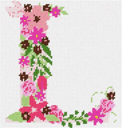 The Letter L Flowering Needlepoint Kit or Canvas - Picture 2 of 2
