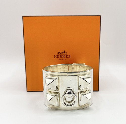 HERMES Sterling Silver .925 Collier de Chien Bracelet With Box