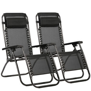 Patio Chairs Outdoor Yard Beach O62 New Zero Gravity Chairs Case of 2 Lounge 