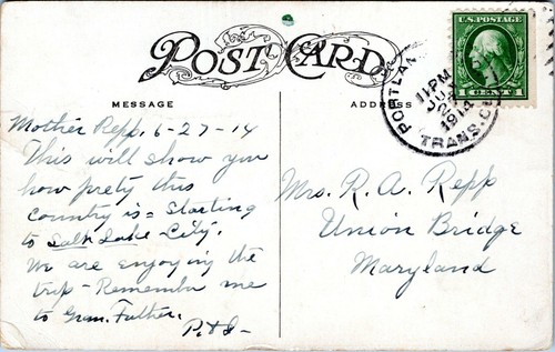 Portland Oregon Postcard Residence Street View Houses Trolley 1914 BH - Picture 2 of 2