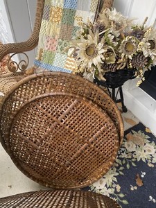large round tobacco basket 6 Piece Set| Different Stains or use as a farmhouse XL Tobacco Drying Basket