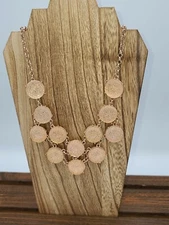 Charming Charlie Sparkling Golden Bib Necklace w Champagne Prism Stones