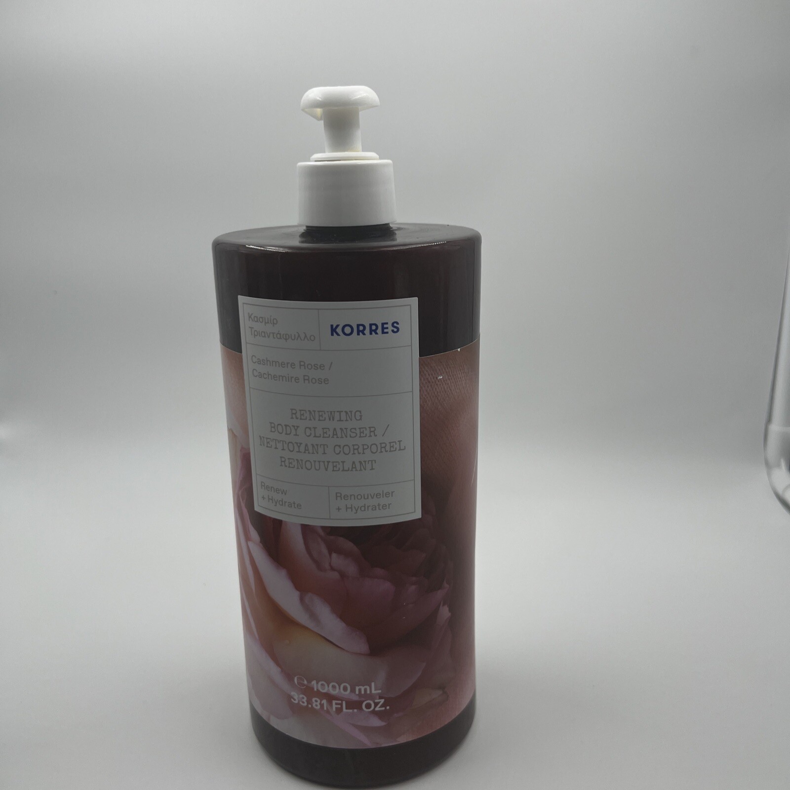 New Korres Jumbo Sized Cashmere Rose Renewing Body Cleanser 33.81 fl oz