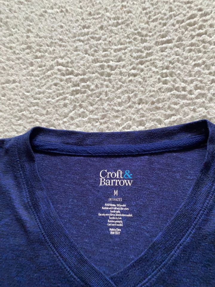 Camisa para dormir Croft & Barrow Intimates para mujer manga corta cuello en V azul marino talla M Foto 4 de 4