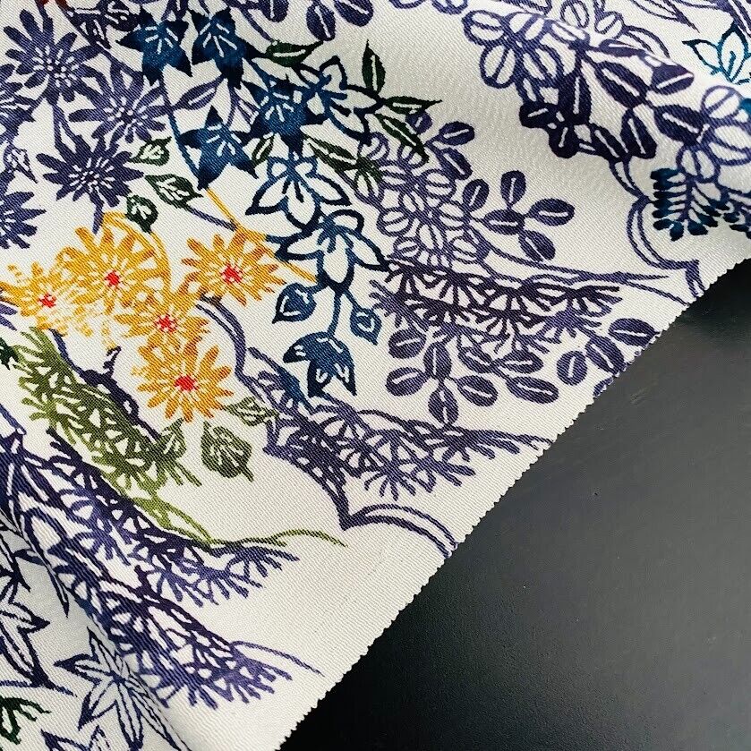 Indigo Wealth #E 7x35 Vintage Silk Chirimen Japanese Kimono Indigo Wealth #E 7x35 Vintage Silk Chirimen Japanese Kimono