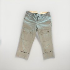 BANANA REPUBLIC Olive Green Capri Cropped Jeans Pants Stretch Large Cuffed Cargo