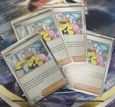 iono pokemon card value Iono 185/193 Cosmo Holo x4 Promo (Premium Collection) Pokemon Card NEAR  MINT