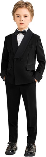 Boy‘s Suits Set Double-Breasted Shawl Lapel Formal Wedding Prom Tuxedo Two Piece - Picture 24 of 27
