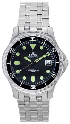 RATIO FreeDiver Professional Sapphire Black Dial Quartz RTF005 200M Herrenuhr