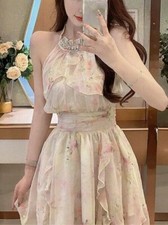 Floral Even Party Dress Women 2023 Summer Sleeveless Mini Dress Female French