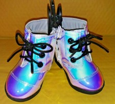 Wonder Nation Girls/Toddler Iridescence Boots with Zippers/Laces size 2