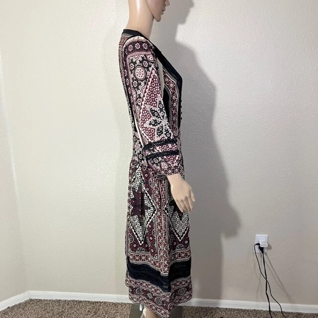 Vestido midi manga larga estampado Ezri seda viscosa SEA New York talla 6 Foto 4 de 4