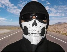 Skull Half Face Bandana 22x22 Biker Mask Lightweight Acrylic Cotton