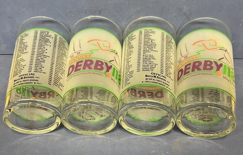 4 Kentucky Derby Glasses 1992 118th Churchill Downs Horse Mint Julep 4 Glass Set - Picture 10 of 11