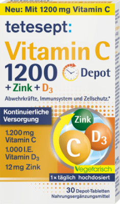 5x Vitamin C 1200 Depot + Zinc + D3 Tablets, 30 pieces, 43.8g Ship From Germany!