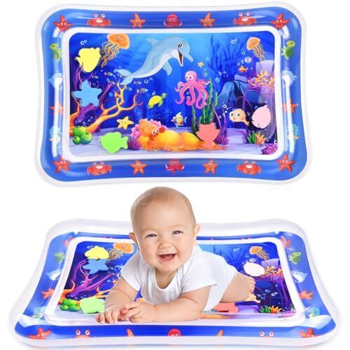Tummy Time Water Mat Inflatable Baby Water Play mat for 3 6 9 Months whale